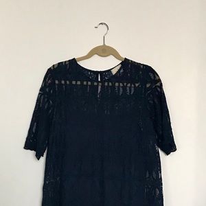 Navy Lace Blouse